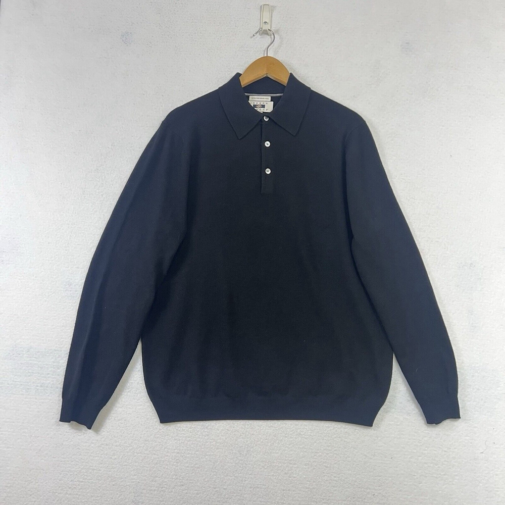 Joseph Abboud Sweater Mens XL 100% Extra Fine Merino Wool Black Pullover